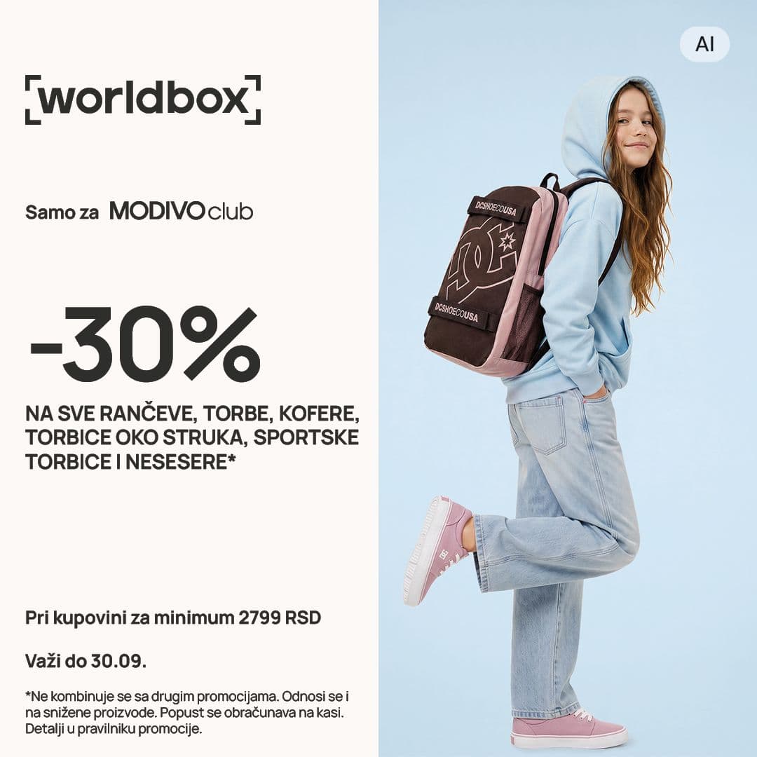 Worldbox -30% na torbe, ranceve, kofere, nesesere, sportske torbice